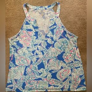 Lilly Pulitzer Into The Deep Pop Up Print Halter Tank Top L